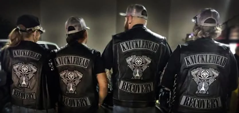 A Knucklehead Recovery back patch, embroidered by Independence Embroidery in Owensville, Missouri.